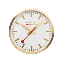 Mondaine A995.CLOCK.17SBG Horloge murale Dorée, horloge de gare 40 cm en aluminium