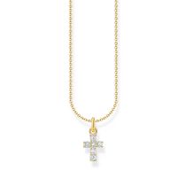 Thomas Sabo KE2226-414-14-L45V Chaîne plaquée or avec pendentif croix et zircon 38-45 cm Femme