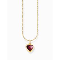 Thomas Sabo KE2268-414-10-L45V Chaîne plaquée or avec pendentif cœur rouge foncé Femme