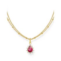 Thomas Sabo KE2294-995-10-L45V Chaîne Plaquée Or Avec Pendentif rouge Vintage Romance Femme