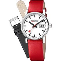Mondaine MSE.30210.LCV.SET Montre Femme evo2 SBB vegan Set m. zwei Bändern 30mm 3ATM