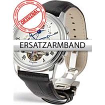 Perigaum Bracelet de rechange noir 24 mm avec boucle déployante argent