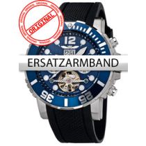 Perigaum Bracelet de rechange Silicone P-1104 noir boucle argentée 24 mm