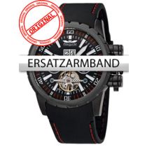 Perigaum Bracelet de rechange Silicone P-1108-IB noir-rouge noire boucle