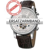 Perigaum Bracelet de rechange cuir P-1111 brun boucle argentée 24 mm