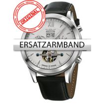 Perigaum Bracelet de rechange cuir P-1112 noir boucle argentée 22 mm