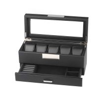 Rothenschild RS-3747-5BL Coffret De Montres En Similicuir [5] noir avec tiroir