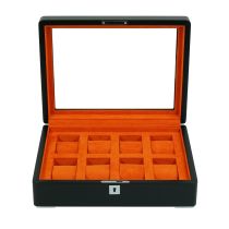 Rothenschild RS-3420-8-BL-ORA Boîte à montres noir [8] avec velours orange