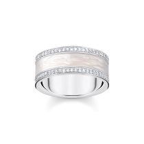 Thomas Sabo TR2446-041-14-58 Bague ruban argentée avec zircon blanc et émail Femme