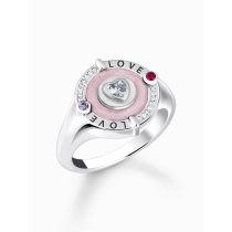 Thomas Sabo TR2447-390-9-56 Bague sceau argentée avec coeur et pierre Femme
