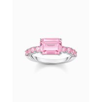 Thomas Sabo TR2451-051-9-54 Bague solitaire argentée avec pierres roses Femme