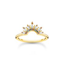 Thomas Sabo TR2456-488-7-54 Bague dorée avec rayons de soleil et pierres multicolores Femme