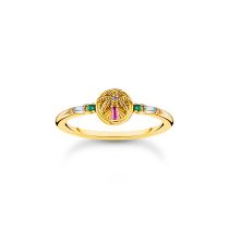 Thomas Sabo TR2457-488-7-54 Bague plaquée or avec palmier et pierres colorées Femme