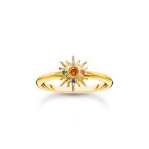 Thomas Sabo TR2458-488-7-54 Bague plaquée or avec soleil et pierres multicolores Femme
