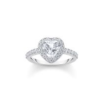 Thomas Sabo TR2477-051-14-54 Bague halo argent en forme de cœur avec zircon blanc Femme