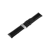 Universel Bracelet de montre [24 mm] noir avec boucle déployante en argent Ref. 23833