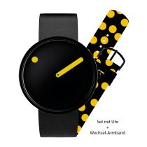 PICTO 43388-SET Montre Unisexe Black and Yellow 40mm 5ATM
