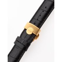 Perigaum Bracelet en cuir 22 x 175 mm noir boucle déployante en or