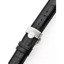 Bracelet de montre 22 mm noir boucle déployante en argent