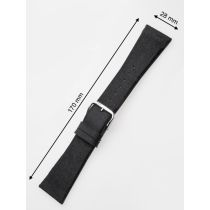 Perigaum Bracelet en cuir textile 28 x 170 mm noir boucle argentée