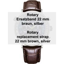 Rotary Ersatz-Bracelet en cuir brun 22 mm Ref. 29163