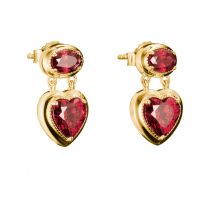 Thomas Sabo H2340-414-10 Clous d'oreilles Cœur rouge grenat Elyndra Plaqué or 18,0 mm Femmes