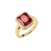 Thomas Sabo TR2508-414-10-54 Bague avec pierre octogonale rouge Elyndra Plaqué or Femmes